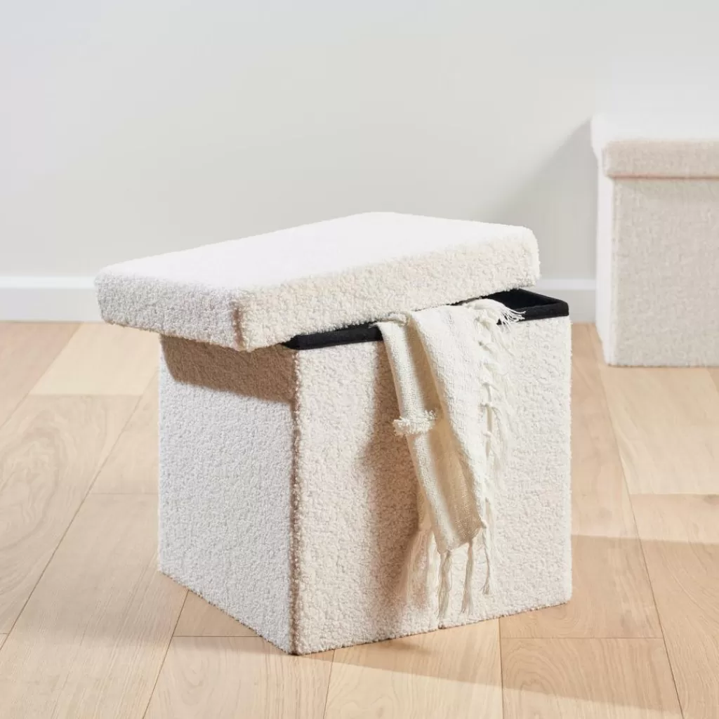 CASA STOR Pouf Pieghevole Con Contenitore Bianco- Kids | Pouf Portatutto