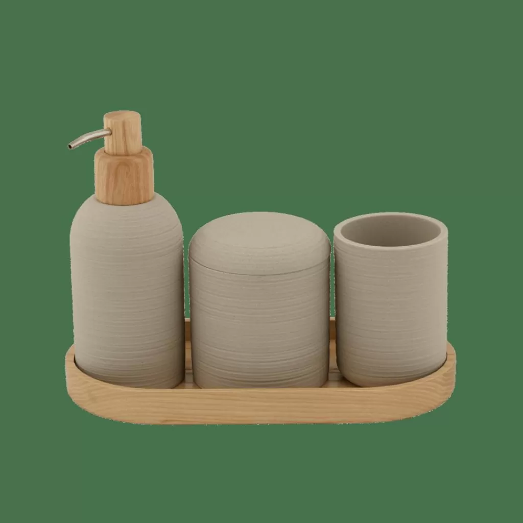 CASA YUKI Dispenser Per Sapone Naturale, Beige- Accessori Da Lavandino